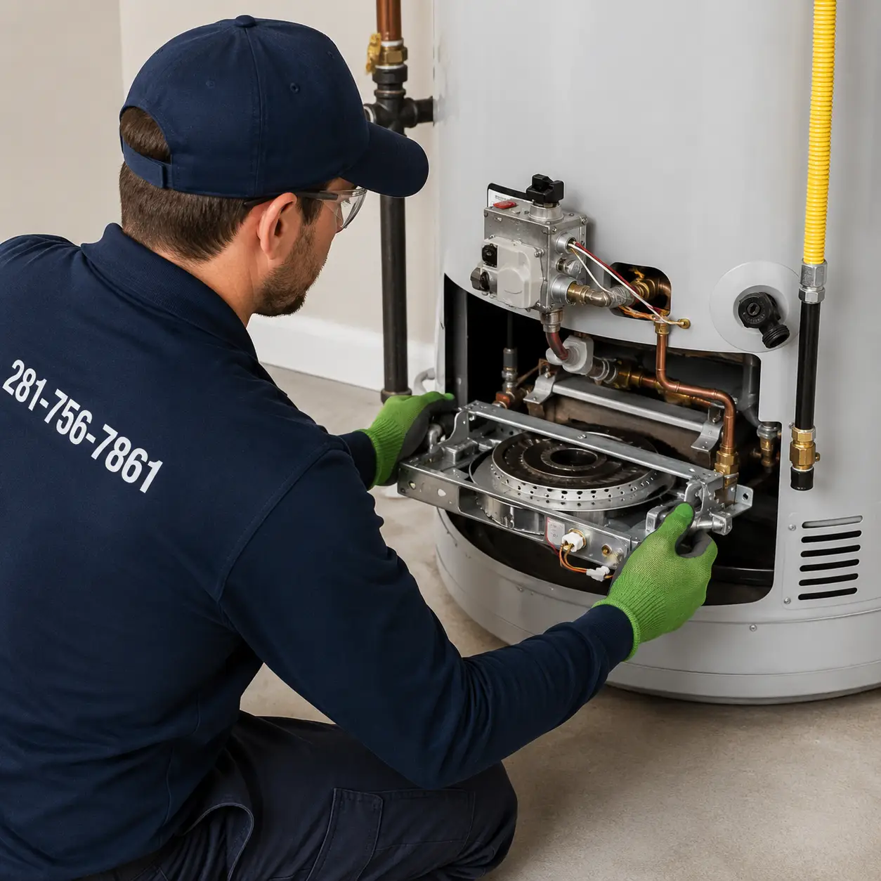 Technician providing affordable gas water heater repair in Spring TX