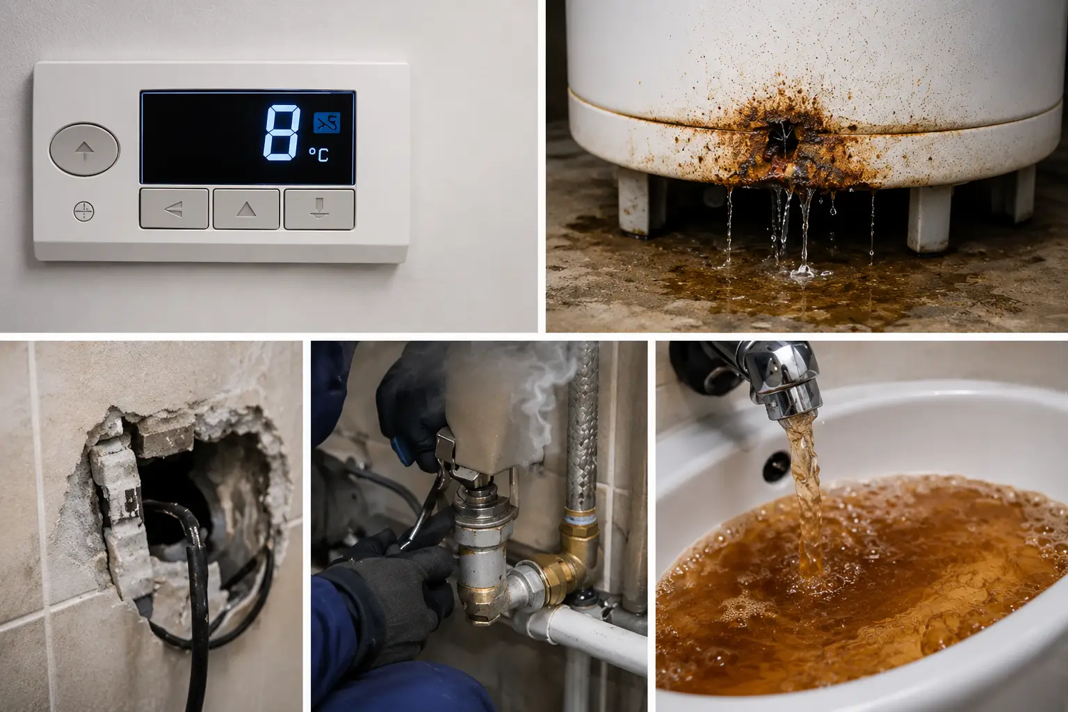 Emergency technician inspecting a leaking residential water heater in Spring TX