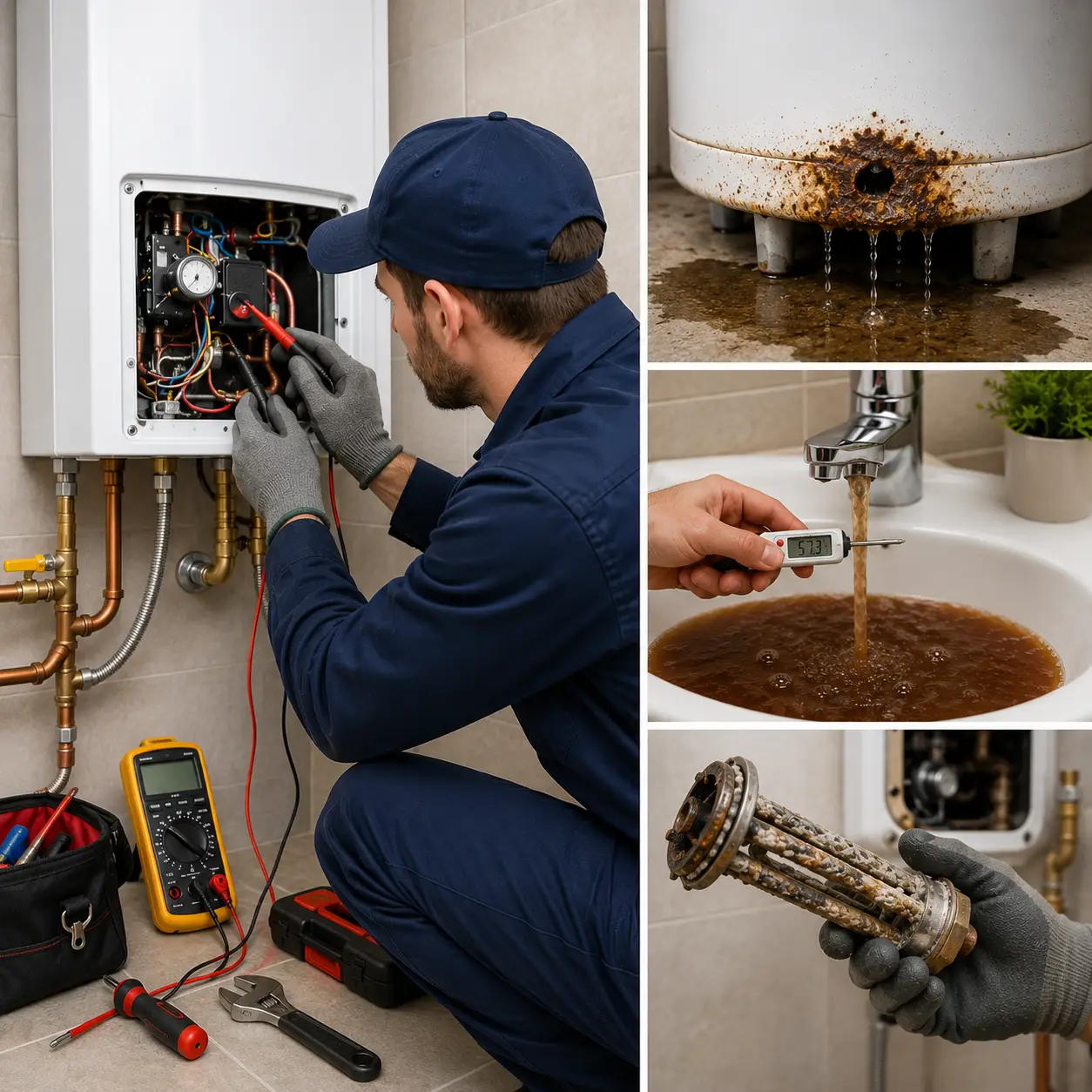 Emergency water heater technician controlling a residential leak in Spring TX
