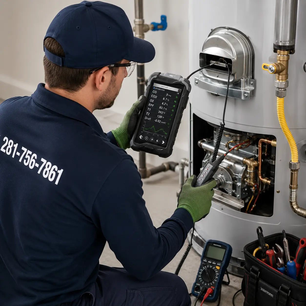 Professional tools used for gas water heater repair in Spring TX