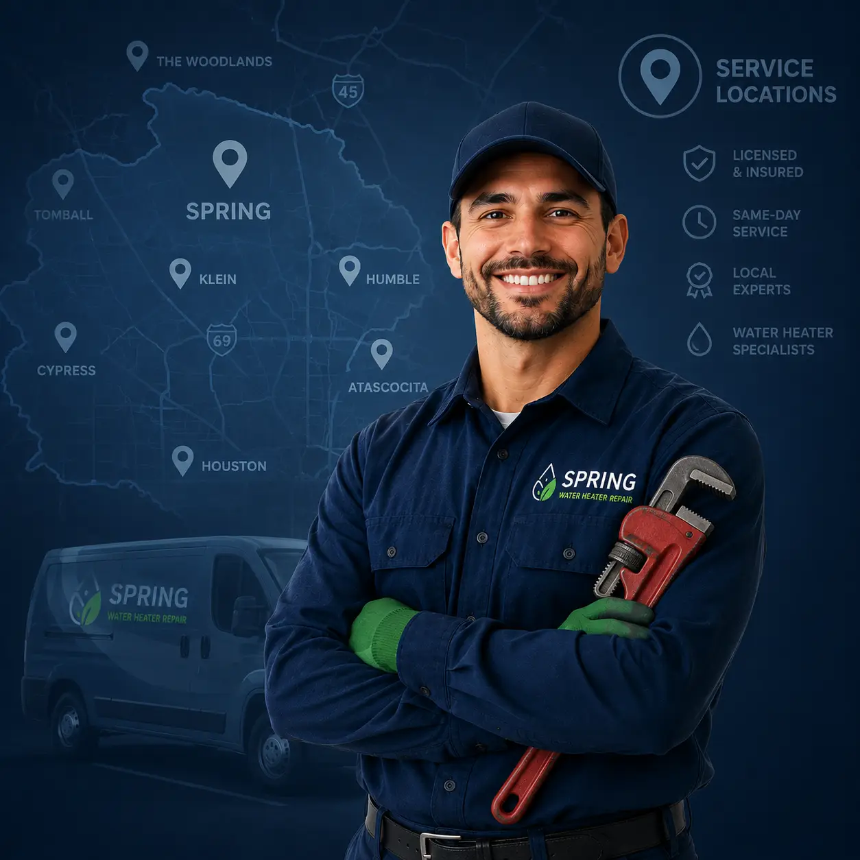 Water heater technician serving Spring TX