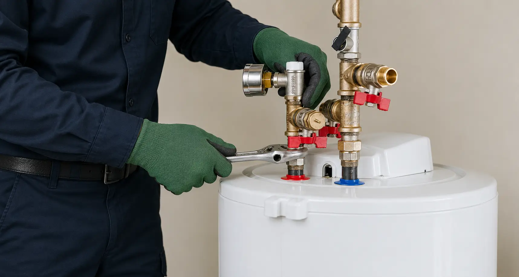 Technician preparing a new water heater for installation in Spring TX